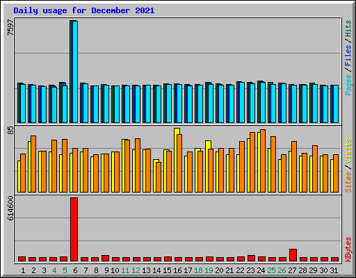 Daily usage for December 2021