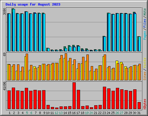 Daily usage for August 2023
