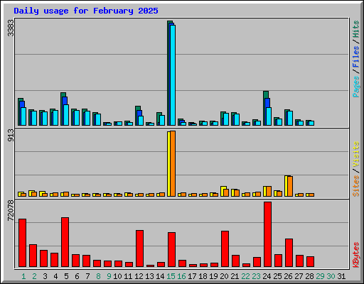 Daily usage for February 2025
