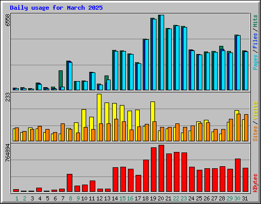Daily usage for March 2025