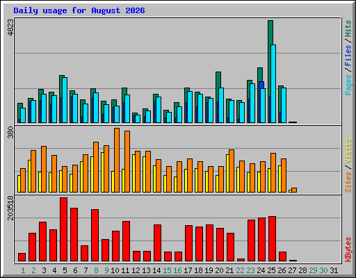 Daily usage for August 2026